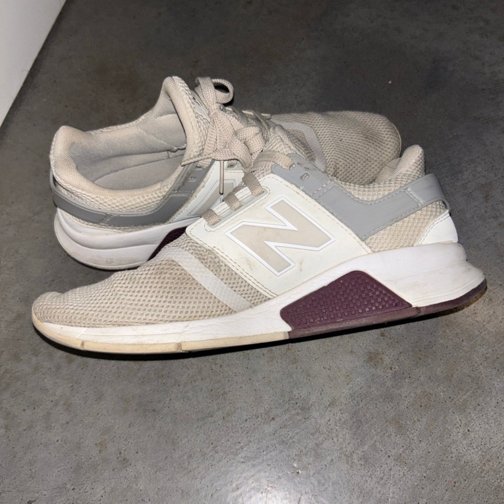 New Balance Cream and Gray Athletic Shoes